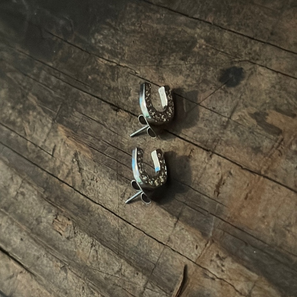 *Rodeo Season is here* Montana Silversmiths Stuck on Luck Horseshoe Earrings - Picture 4 of 5